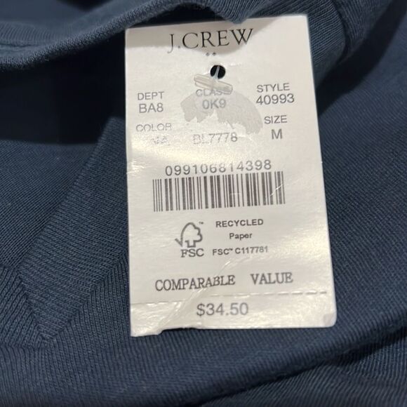 J. crew Factory Slim washed jersey V-neck tee  navy blue size M NWT-flaw - Picture 2 of 8
